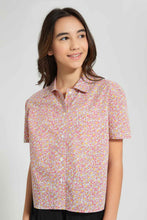 تنزيل الصورة على معرض الصور، Redtag-Yellow-Floral-Print-Crop-Shirt-Blouses-Senior-Girls-9 to 14 Years
