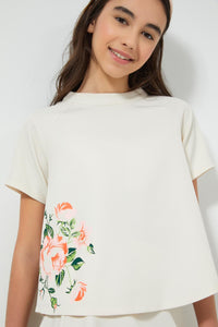 Redtag-Beige-High-Neck-Top-With-Print-Blouses-Senior-Girls-9 to 14 Years