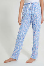 Load image into Gallery viewer, Redtag-White/Blue-Floral-Pajama-Sets-Pyjama-Sets-Senior-Girls-9 to 14 Years
