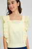 Redtag-Yellow-Rufffled-Sleeve-Top-Blouses-Senior-Girls-9 to 14 Years