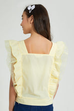تنزيل الصورة على معرض الصور، Redtag-Yellow-Rufffled-Sleeve-Top-Blouses-Senior-Girls-9 to 14 Years

