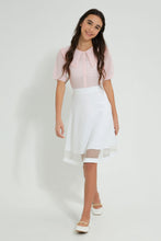 Load image into Gallery viewer, Redtag-Pink-Swiss-Dots-Collared-Blouse-Blouses-Senior-Girls-9 to 14 Years
