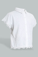Load image into Gallery viewer, Redtag-White-Collared-Chiffly-Shirt-Colour:White,-Filter:Senior-Girls-(9-to-14-Yrs),-GSR-Blouses,-New-In,-New-In-GSR,-Non-Sale,-S22A,-Section:Kidswear-Senior-Girls-9 to 14 Years
