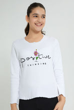 تنزيل الصورة على معرض الصور، Redtag-White-Ruffled-Hd-Print-Long-Sleeve-T-Shirts-Plain-Senior-Girls-9 to 14 Years
