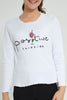 Redtag-White-Ruffled-Hd-Print-Long-Sleeve-T-Shirts-Plain-Senior-Girls-9 to 14 Years