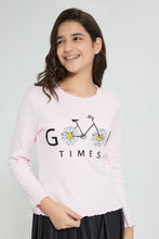 تنزيل الصورة على معرض الصور، Redtag-Pink-Ruffled-Hd-Print-Long-Sleeve-T-Shirts-Plain-Senior-Girls-9 to 14 Years
