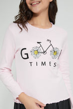 تنزيل الصورة على معرض الصور، Redtag-Pink-Ruffled-Hd-Print-Long-Sleeve-T-Shirts-Plain-Senior-Girls-9 to 14 Years
