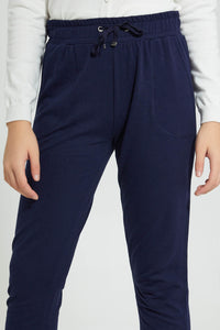 Redtag-Navy-Basic-Track-Pant-Joggers-Senior-Girls-9 to 14 Years