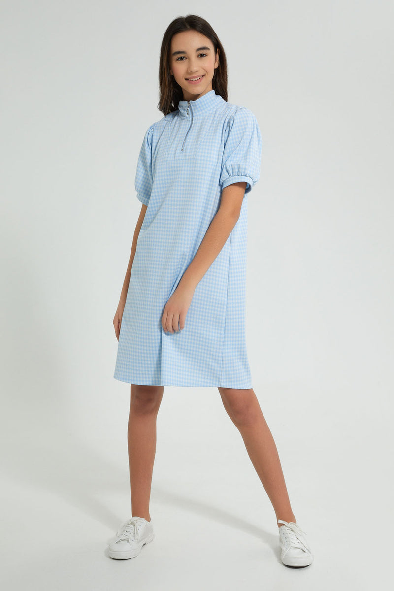 Redtag-Highneck-Jacquard-Dress-Dresses-Senior-Girls-9 to 14 Years