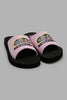 Redtag-Black-"Girls"-Slogan-Slide-Sliders-Senior-Girls-5 to 14 Years