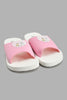 Redtag-Pale-Pink-Bunny-Print-Slide-Sliders-Senior-Girls-5 to 14 Years