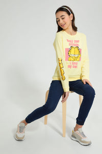 Redtag-Yellow-Garfield-SweaT-Shirts-Active-Sweatshirts-Senior-Girls-9 to 14 Years