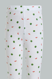 Redtag-White-Watermelon-Print-Legging-Leggings-Girls-2 to 8 Years