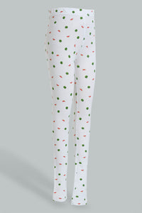 Redtag-White-Watermelon-Print-Legging-Leggings-Girls-2 to 8 Years