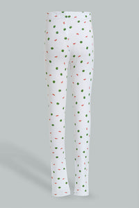 Redtag-White-Watermelon-Print-Legging-Leggings-Girls-2 to 8 Years