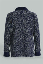 Load image into Gallery viewer, Redtag-Navy-Long-Sleeve-Splat-Print-Polo-Shirt-Polo-Shirts-Boys-2 to 8 Years
