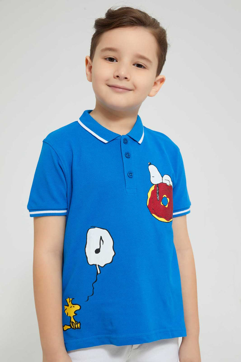 Redtag-Blue-Snoopy-Polo-Character-Boys-2 to 8 Years