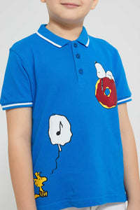 Redtag-Blue-Snoopy-Polo-Character-Boys-2 to 8 Years