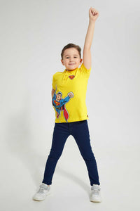 Redtag-Yellow-Superman-Polo-Character-Boys-2 to 8 Years