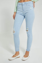 تنزيل الصورة على معرض الصور، Redtag-Lightwash-Mid-Waist-Ripped-Jean-Jeans-Skinny-Fit-Women&#39;s-
