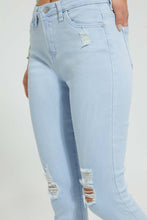 تنزيل الصورة على معرض الصور، Redtag-Lightwash-Mid-Waist-Ripped-Jean-Jeans-Skinny-Fit-Women&#39;s-
