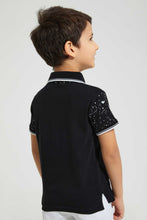 تنزيل الصورة على معرض الصور، Redtag-Black-Splat-Print-Cut-&amp;-Sew-Polo-Polo-Shirts-Boys-2 to 8 Years
