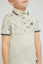 Load image into Gallery viewer, Redtag-Beige-Splat-Print-Cut-&amp;-Sew-Polo-Polo-Shirts-Boys-2 to 8 Years
