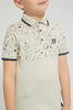 Redtag-Beige-Splat-Print-Cut-&-Sew-Polo-Polo-Shirts-Boys-2 to 8 Years