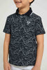 Redtag-Black-Splat-Print-Short-Sleeve-Polo-Shirt-Polo-Shirts-Boys-2 to 8 Years