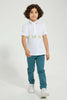 Redtag-White-Print-Polo-With-Tipping-Collar-Polo-Shirts-Boys-2 to 8 Years