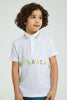 Redtag-White-Print-Polo-With-Tipping-Collar-Polo-Shirts-Boys-2 to 8 Years