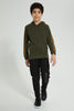 Redtag-Olive-Gamer-Embroideredoss-SweaT-Shirt-Sweatshirts-Senior-Boys-9 to 14 Years