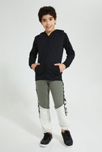 تنزيل الصورة على معرض الصور، Redtag-Black-Ottoman-On-Sleeve-SweaT-Shirt-Sweatshirts-Senior-Boys-9 to 14 Years
