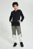 Redtag-Black-Ottoman-On-Sleeve-SweaT-Shirt-Sweatshirts-Senior-Boys-9 to 14 Years