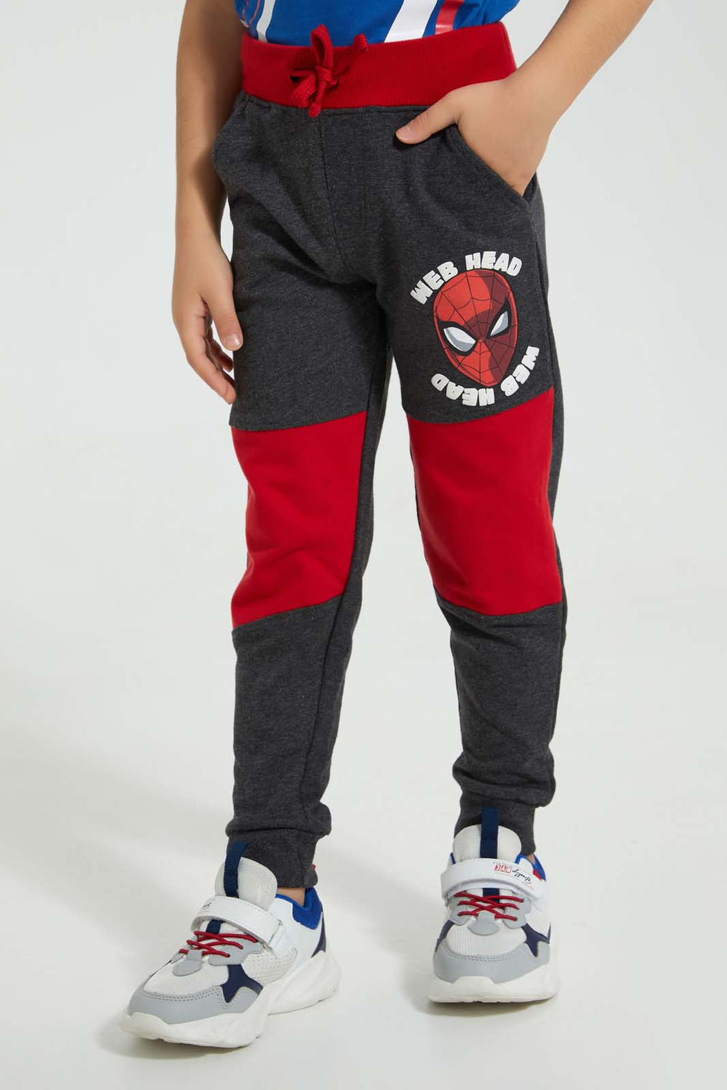 Redtag-Charcoal-Spiderman-Jog-Pant-Joggers-Boys-2 to 8 Years