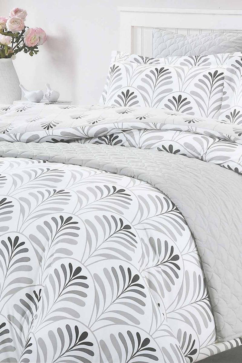 Redtag-Grey-Leaf-Print-6-Piece-Comforter-Set-(Double-Size)-Comforters-Home-Bedroom-
