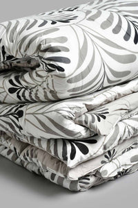 Redtag-Grey-Leaf-Print-6-Piece-Comforter-Set-(Double-Size)-Comforters-Home-Bedroom-