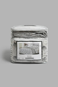 Redtag-Grey-Leaf-Print-6-Piece-Comforter-Set-(Double-Size)-Comforters-Home-Bedroom-