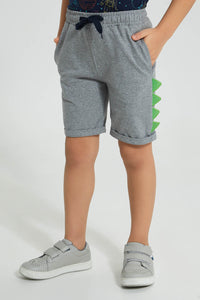 Redtag-Navy-Space-Printed-T-Shirt-And-Shorts-Set-Sets-Boys-2 to 8 Years