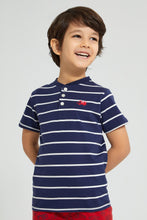 Load image into Gallery viewer, Redtag-Navy-Stripe-T-Shirt-With-Woven-Shorts-Set-Sets-Boys-2 to 8 Years
