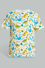 Load image into Gallery viewer, Redtag-White-Dino-Aop-T-Shirt-And-Short-Set-Sets-Boys-2 to 8 Years

