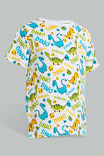 Load image into Gallery viewer, Redtag-White-Dino-Aop-T-Shirt-And-Short-Set-Sets-Boys-2 to 8 Years
