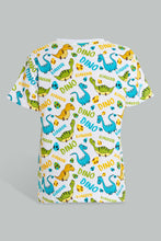 Load image into Gallery viewer, Redtag-White-Dino-Aop-T-Shirt-And-Short-Set-Sets-Boys-2 to 8 Years
