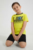 Redtag-Yellow-Lenticular-Print-T-Shirt-And-Short-Set-Sets-Boys-2 to 8 Years