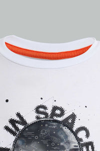 Redtag-White-Space-Lenticular-Print-T-Shirt-And-Short-Set-Sets-Boys-2 to 8 Years