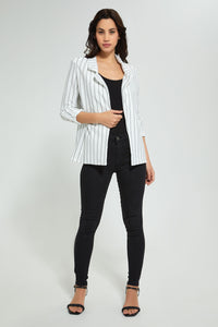 Redtag-White-Stripe-Rolled-Up-Sleeve-Jacket-Jackets-Women's-