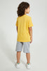 Redtag-Gold-Dino-Print-T-Shirt-And-Shorts-Set-Sets-Boys-2 to 8 Years