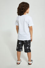 تنزيل الصورة على معرض الصور، Redtag-White-Astronaut-Print-T-Shirt-And-Shorts-Set-Sets-Boys-2 to 8 Years
