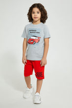 Load image into Gallery viewer, Redtag-Blue-Speed-Monster-Print-T-Shirt-And-Shorts-Set-Sets-Boys-2 to 8 Years
