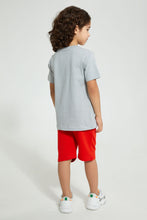 Load image into Gallery viewer, Redtag-Blue-Speed-Monster-Print-T-Shirt-And-Shorts-Set-Sets-Boys-2 to 8 Years
